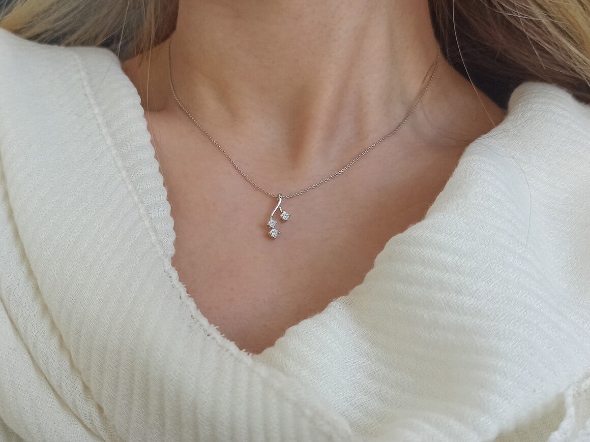 Tria-Diamantanhänger aus 8K Weißgold - 0,23 Karat | 10P0015 - hochwertiger Schmuck von Rosy Lab Diamonds