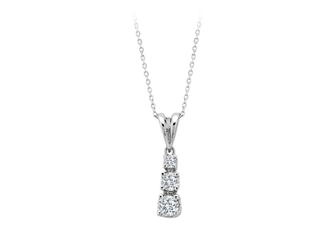Pendentif Tria à trois diamants en Or Blanc 14 carats – 0,47 carat | 10P0016 – Bijoux haut de gamme de Rosy Lab Diamonds