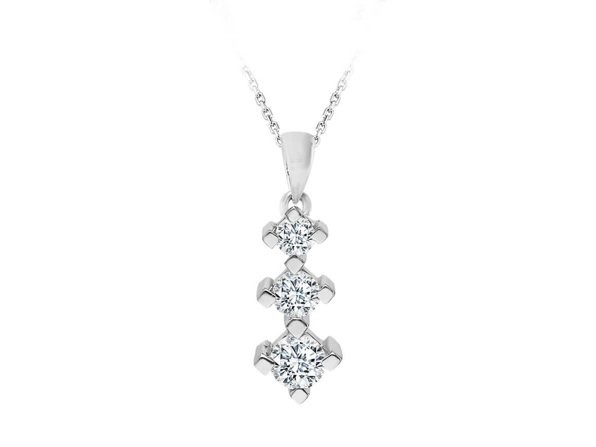 Tria Anhänger mit 3 laborgezüchteten Diamanten – 14K Weißgold – hochwertiger Schmuck von Rosy Lab Diamonds