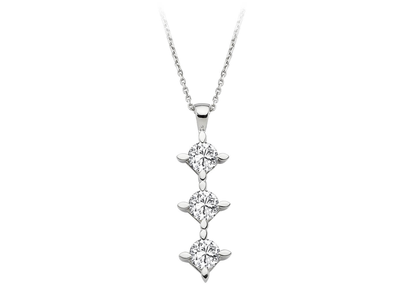 Tria-Halskette mit 3 Brillanten – 0,96 ct – 14K Gold