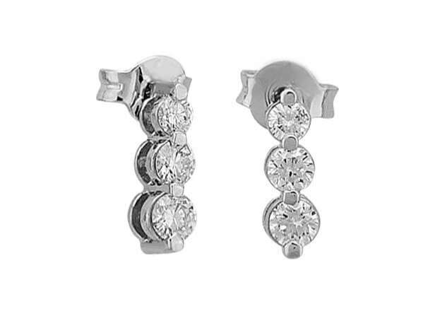 Élégantes clous d'oreilles Tria avec diamants en or blanc 585