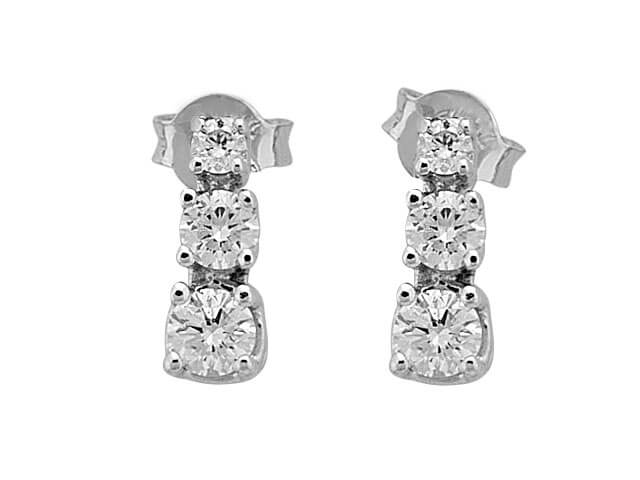 Élégantes clous d'oreilles Tria avec diamants de 0,93 ct en or blanc 14 carats