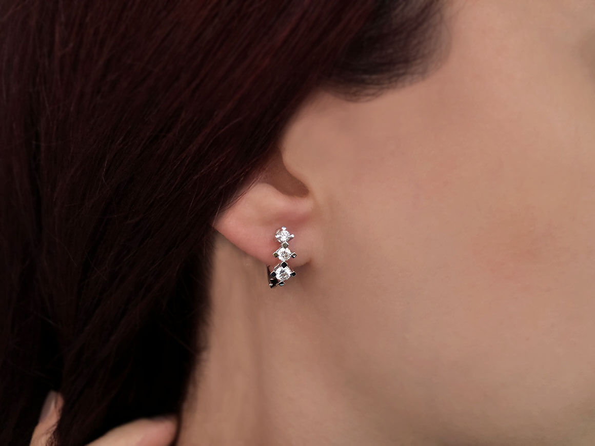 Ohrringe mit Diamant & Diamanten in 14K Weißgold | Rosy – hochwertiger Schmuck von Rosy Lab Diamonds
