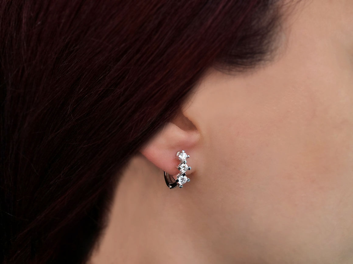 Ohrringe mit Diamant & Diamanten in 14K Weißgold | Rosy – hochwertiger Schmuck von Rosy Lab Diamonds