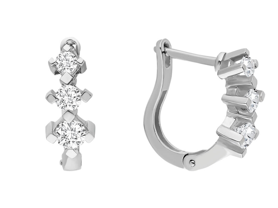 Ohrringe mit Diamant & Diamanten in 14K Weißgold | Rosy – hochwertiger Schmuck von Rosy Lab Diamonds