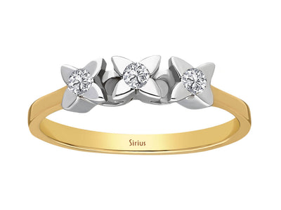 Eleganter Dreisteinring mit laborgezüchteten Diamanten in 8 Karat Gold