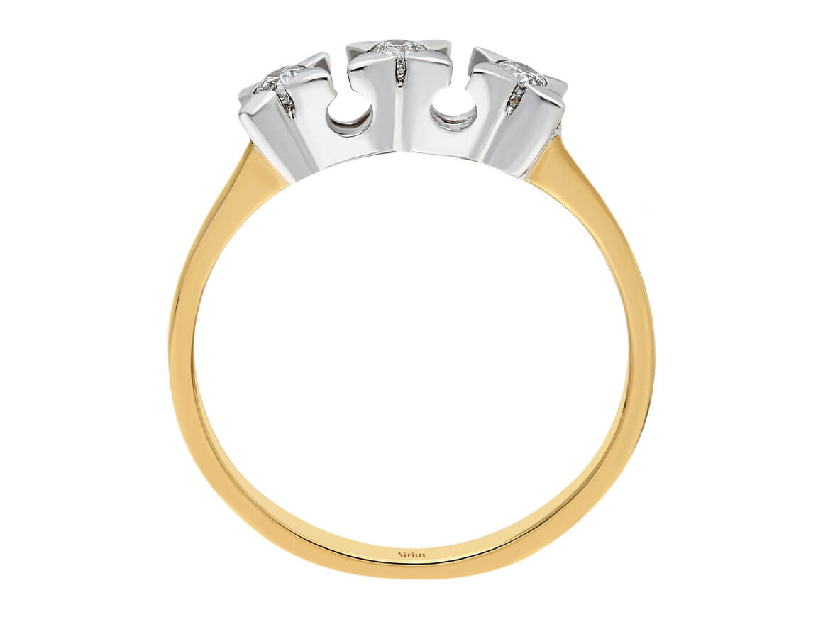 Eleganter Dreisteinring mit laborgezüchteten Diamanten in 8 Karat Gold