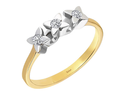 Eleganter Dreisteinring mit laborgezüchteten Diamanten in 8 Karat Gold