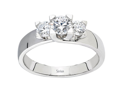 Eleganter Dreisteinring mit laborgezüchteten Diamanten in 14 Karat Gold
