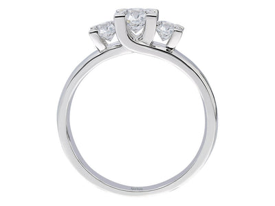 Eleganter Dreisteinring mit laborgezüchteten Diamanten in 14 Karat Gold