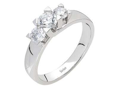 Eleganter Dreisteinring mit laborgezüchteten Diamanten in 14 Karat Gold
