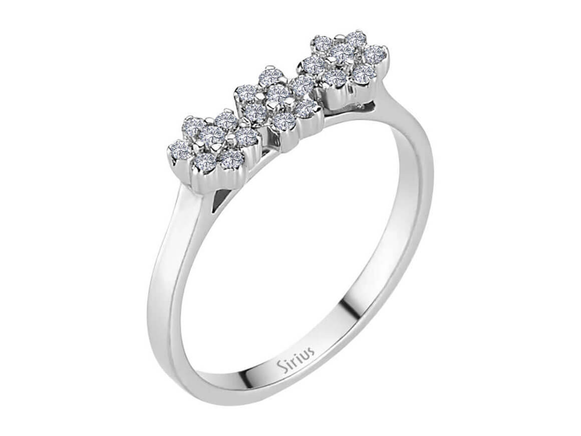 Eleganter Tria-Ring mit 21 rund geschliffenen Labor-Diamanten, 0,25 Karat gesamt