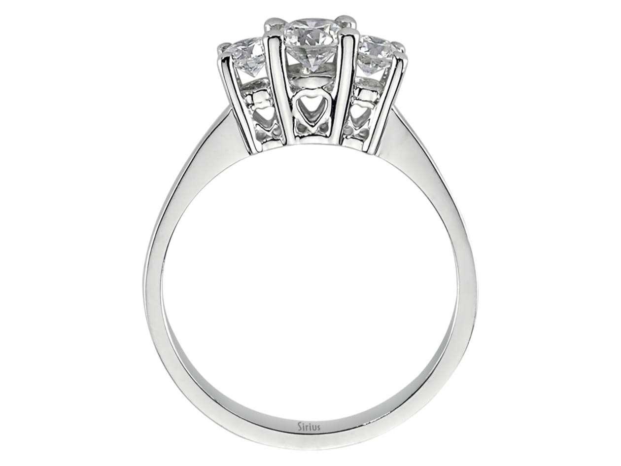 Bague trilogie ornée de diamants de laboratoire de 0,57 ct en Or Blanc 14 carats – modèle 04R0277 – Bijoux haut de gamme de Rosy Lab Diamonds