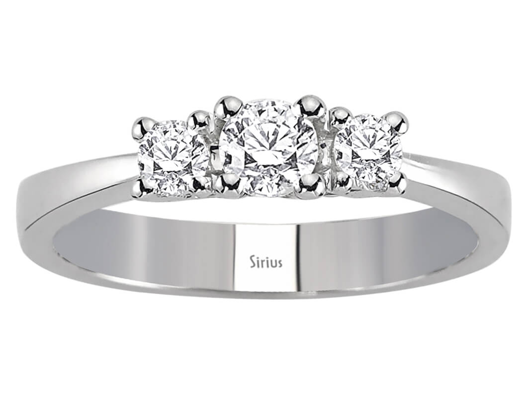 Trilogy ring with 0.42 ct lab-grown diamonds in 14K White Gold - Model 04R0278 - high-quality Jewelry by Rosy Lab Diamonds