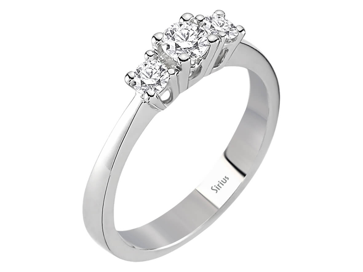 Trilogy ring with 0.42 ct lab-grown diamonds in 14K White Gold - Model 04R0278 - high-quality Jewelry by Rosy Lab Diamonds