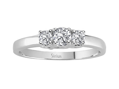 Eleganter Weißgoldring mit drei runden Solitärdiamanten – 0,20 Karat + 0,18 Karat
