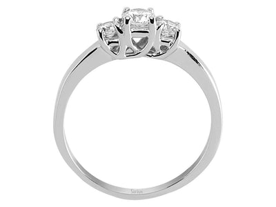 Eleganter Weißgoldring mit drei runden Solitärdiamanten – 0,20 Karat + 0,18 Karat