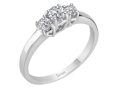 Eleganter Weißgoldring mit drei runden Solitärdiamanten – 0,20 Karat + 0,18 Karat
