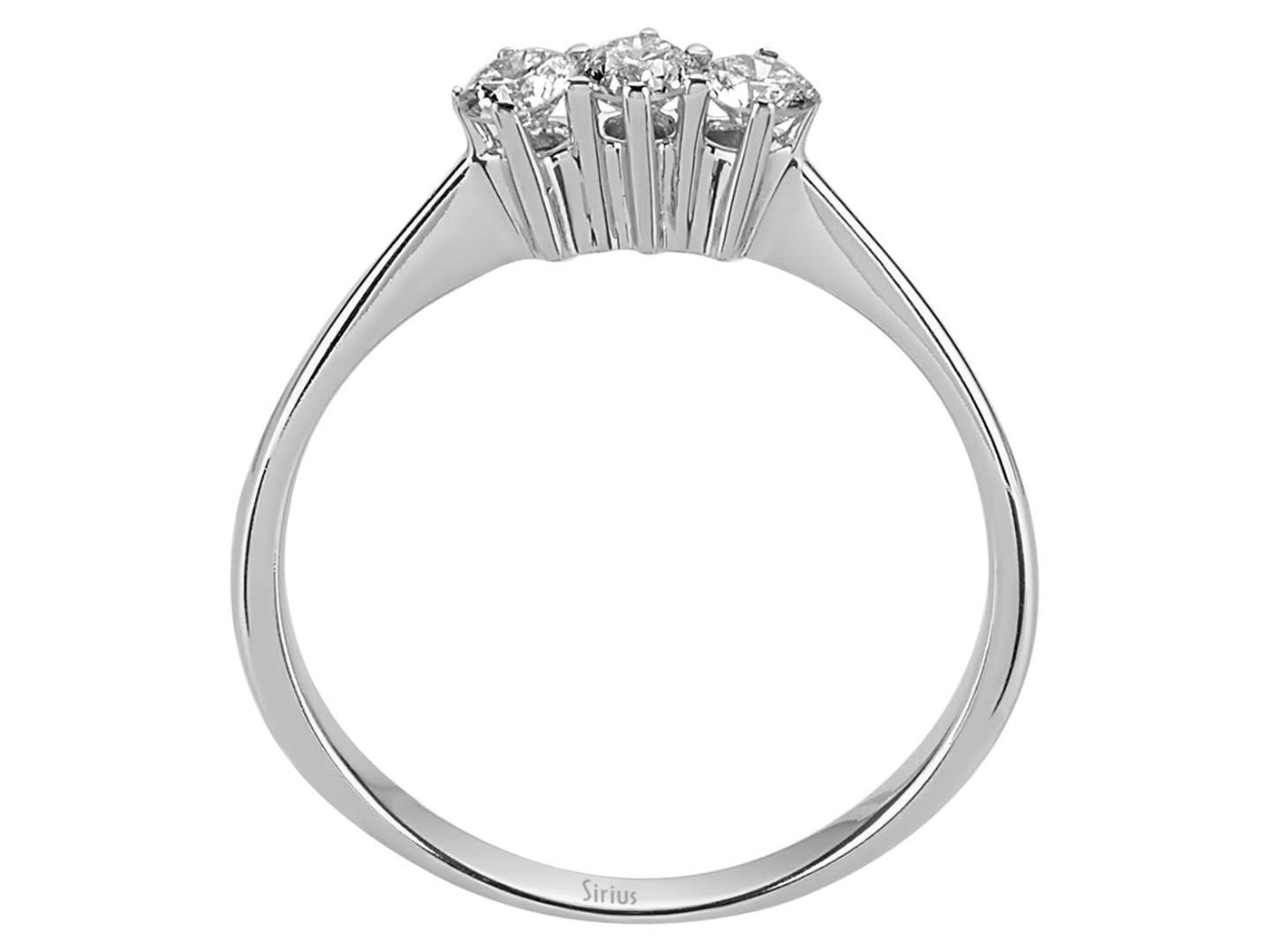 Schlichter Weißgold-Diamant-Tria-Ring mit drei Rundschliff-Diamanten