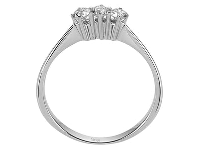Schlichter Weißgold-Diamant-Tria-Ring mit drei Rundschliff-Diamanten
