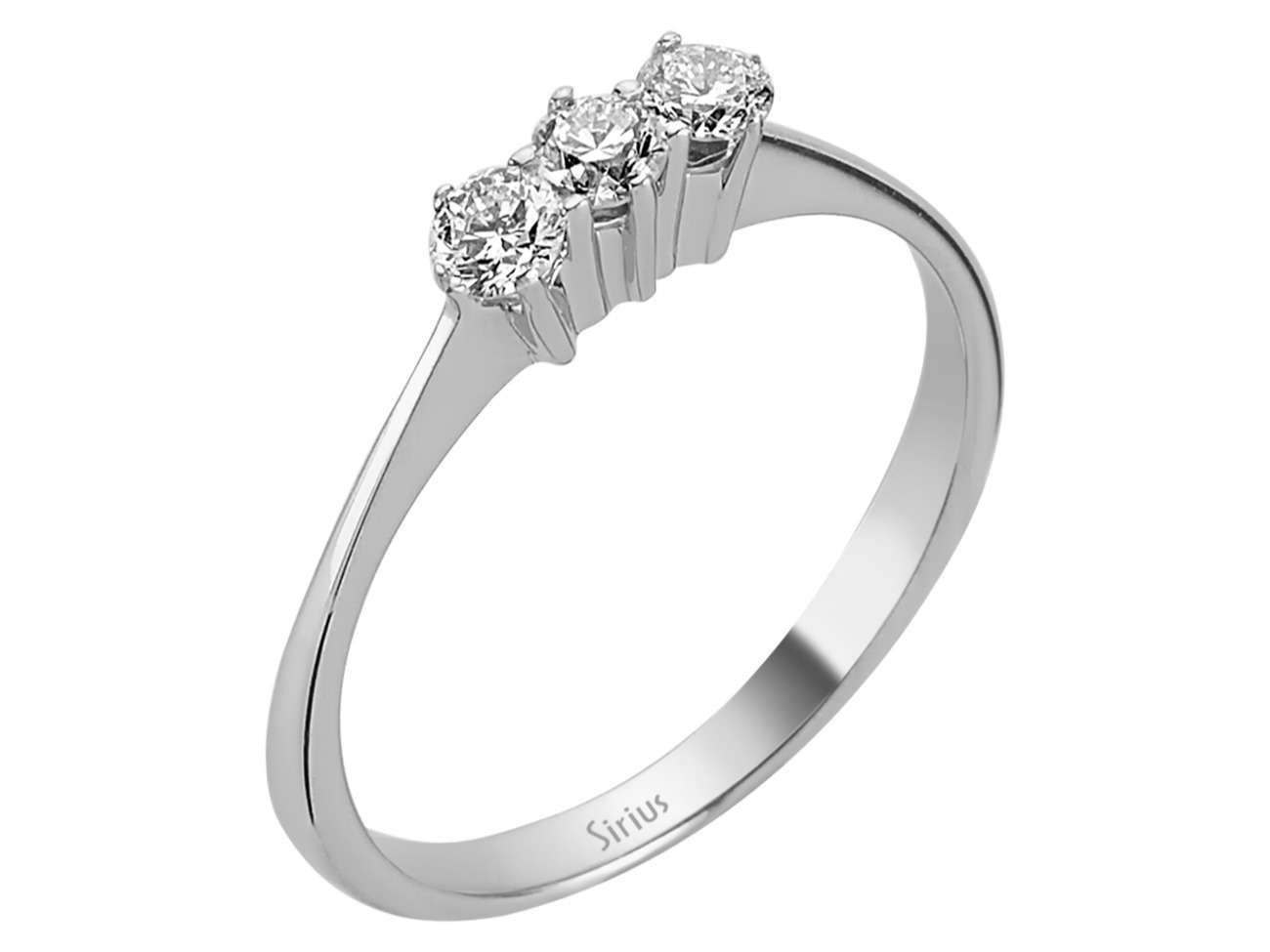 Schlichter Weißgold-Diamant-Tria-Ring mit drei Rundschliff-Diamanten