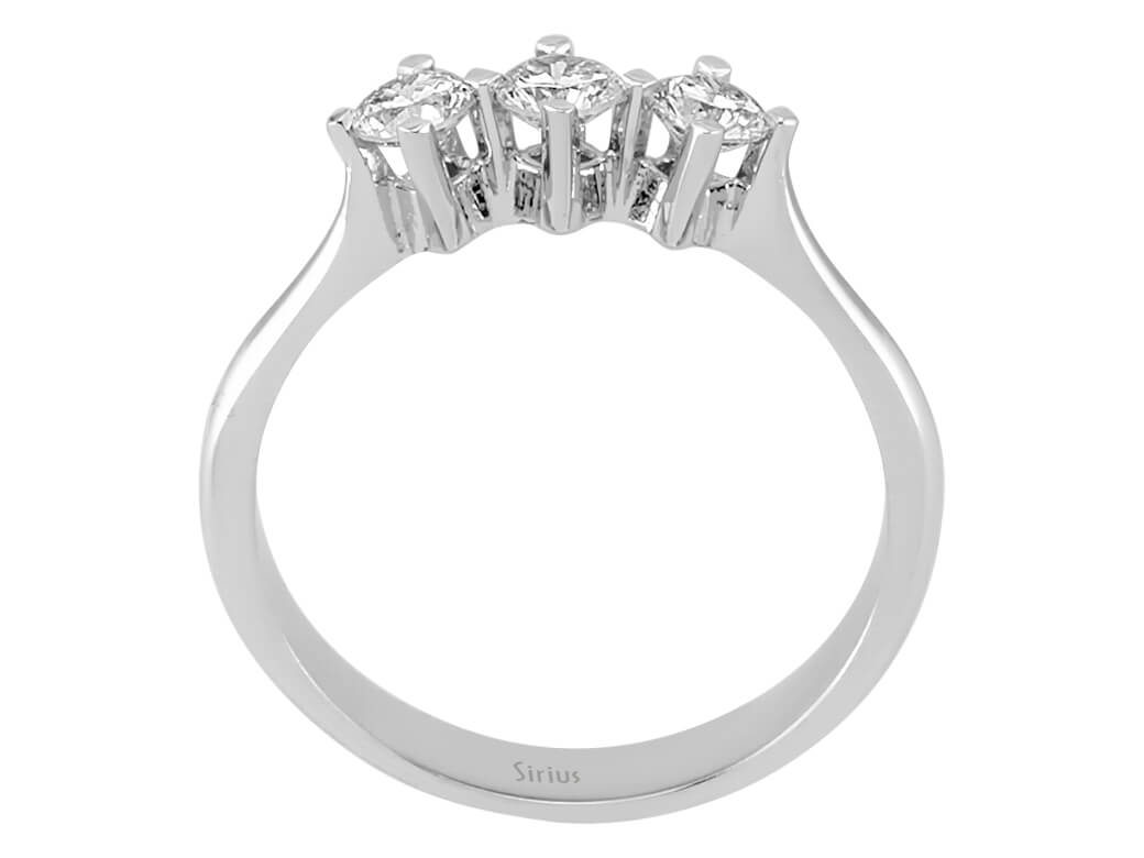 Klassischer Tria-Ring mit 0,53 Karat Labordiamanten in 14K Weißgold