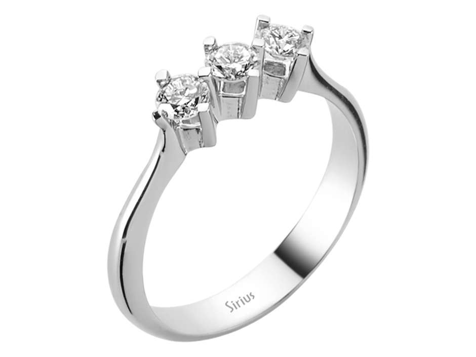 Klassischer Tria-Ring mit 0,53 Karat Labordiamanten in 14K Weißgold