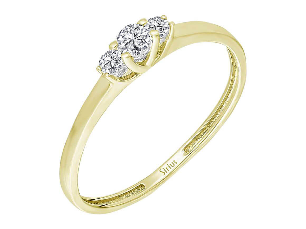 Tria-Diamantring aus 14K Gelbgold - 0,14 ct - 44R0022 - hochwertiger Schmuck von Rosy Lab Diamonds