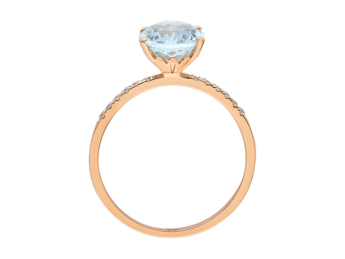 Ring mit Aquamarin und Diamanten in 14K Roségold - 1,28 ct Edelstein - hochwertiger Schmuck von Rosy Lab Diamonds