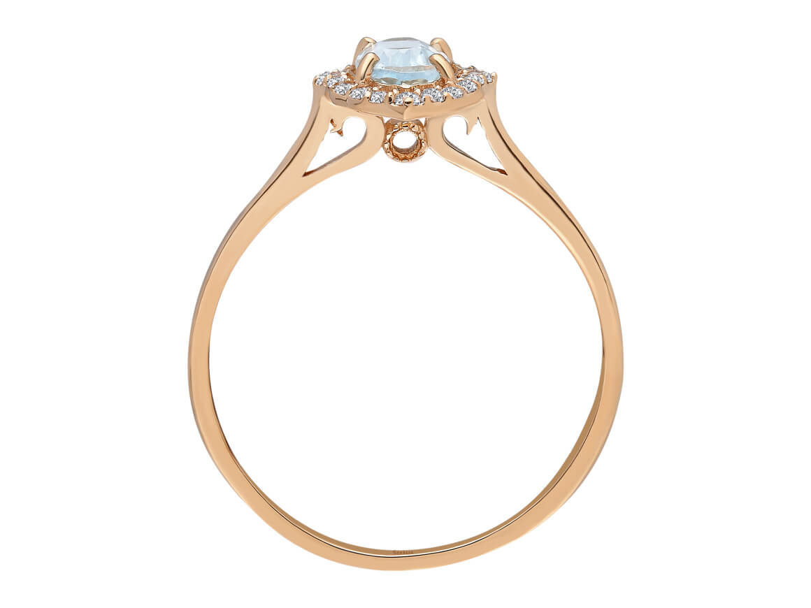 Bague élégante avec diamants cultivés en laboratoire et aigue-marine ovale