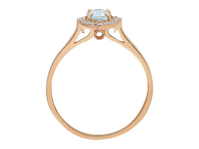 Bague élégante avec diamants cultivés en laboratoire et aigue-marine ovale