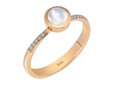 Vintage-Ring mit Mondstein und Diamanten – 8K Roségold