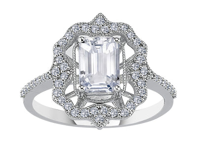 Harmonia ring with white sapphire & 50 lab diamonds in white gold