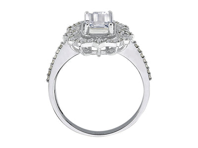 Harmonia ring with white sapphire & 50 lab diamonds in white gold