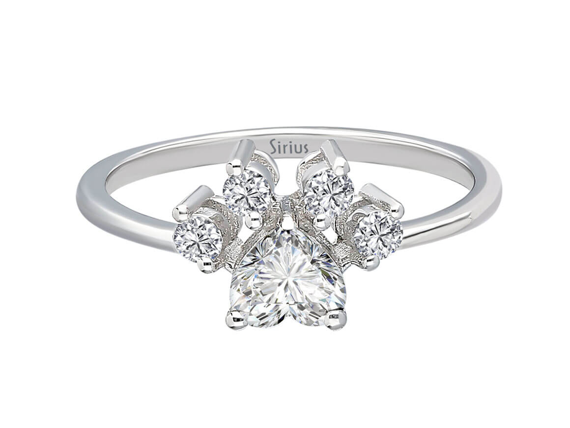 Weißgold Ring mit herzförmigem weißem Topas und Diamanten - 1,70 Karat - hochwertiger Schmuck von Rosy Lab Diamonds