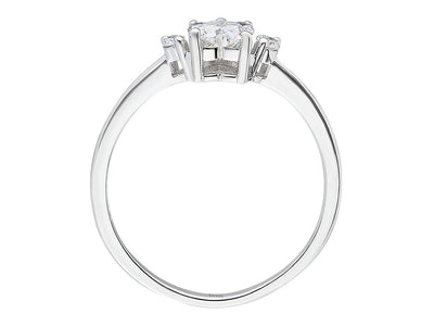 Weißgold Ring mit 1 herzförmigem weißem Topas und 4 Runddiamanten – 1,70 Karat
