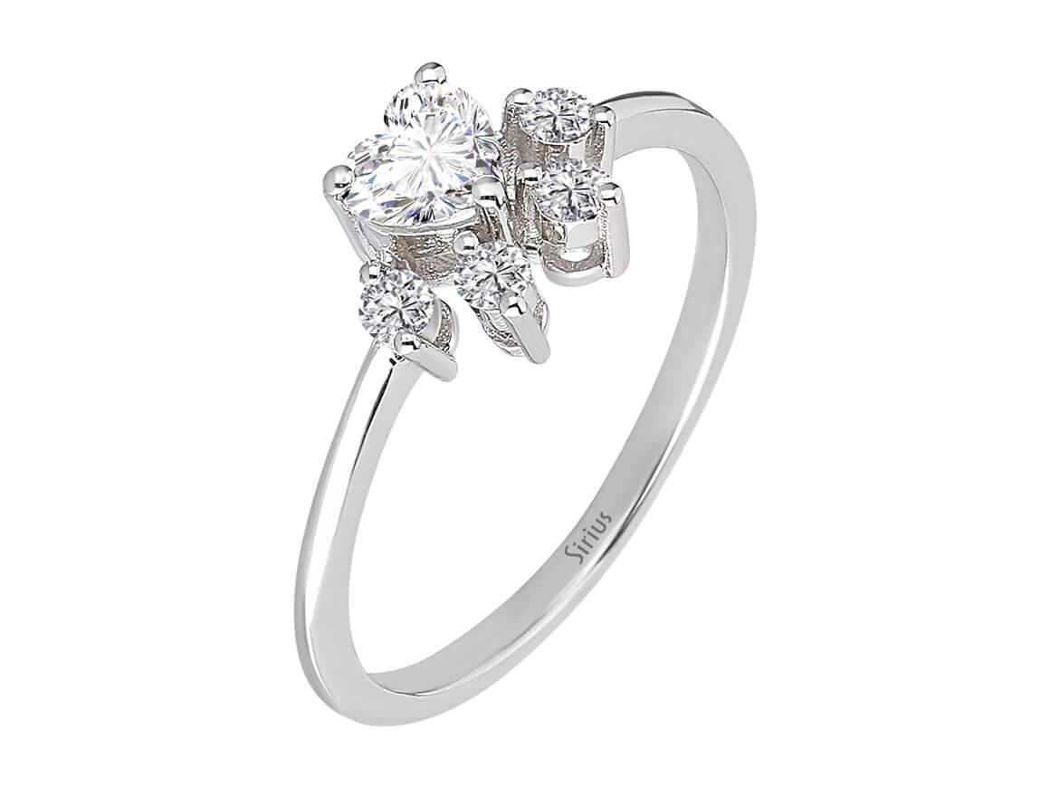 Weißgold Ring mit herzförmigem weißem Topas und Diamanten - 1,70 Karat - hochwertiger Schmuck von Rosy Lab Diamonds
