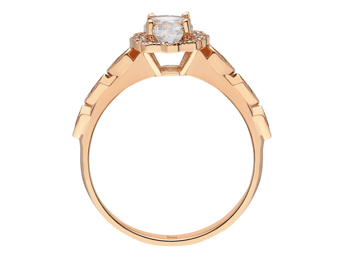 Roségold-Ring mit Weißsaphir und 22 Diamanten im Vintage-Stil
