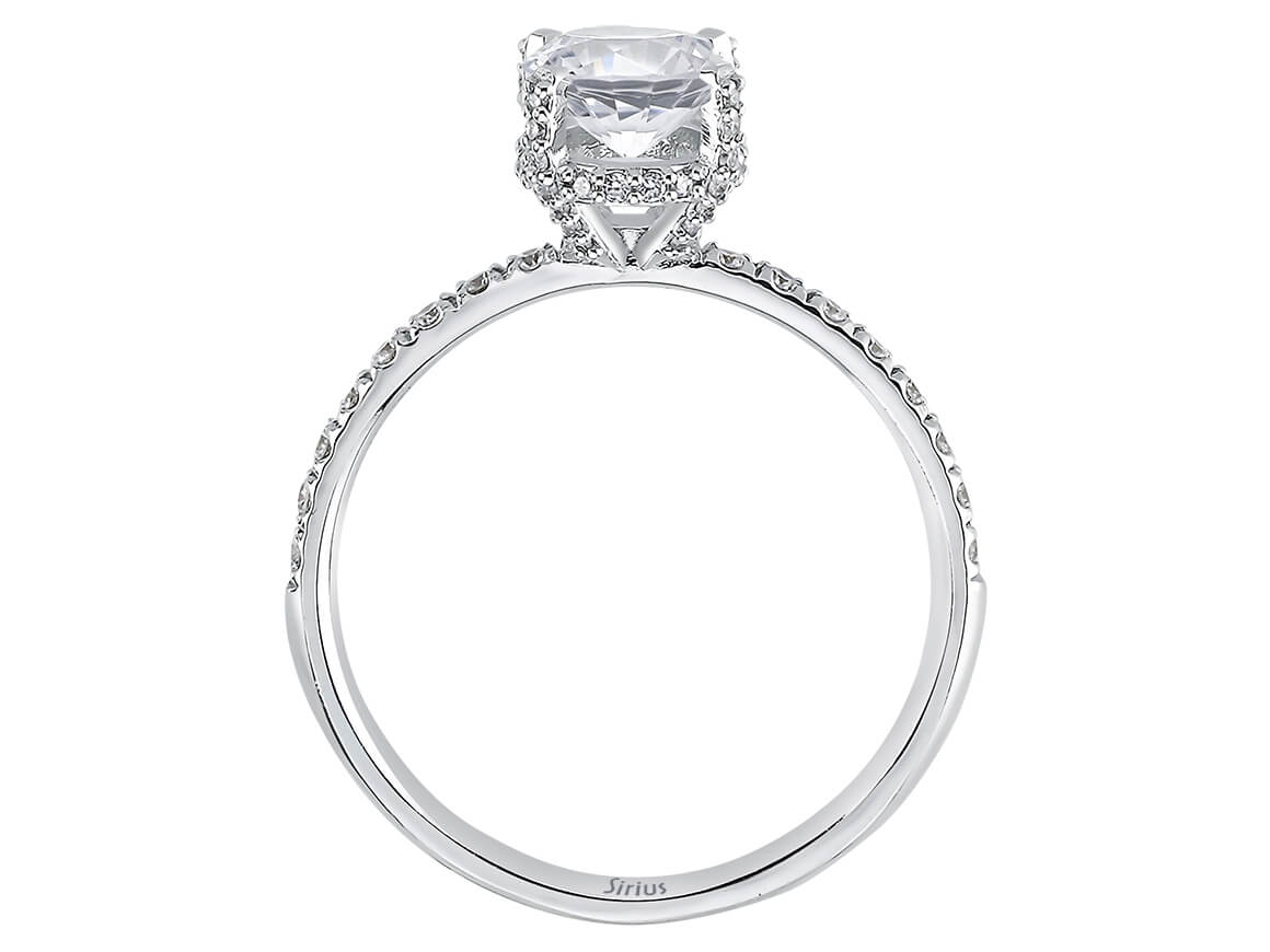 Ovaler Weißsaphir-Ring mit Diamanten - Weißgold 14K - 47R0049 - hochwertiger Schmuck von Rosy Lab Diamonds