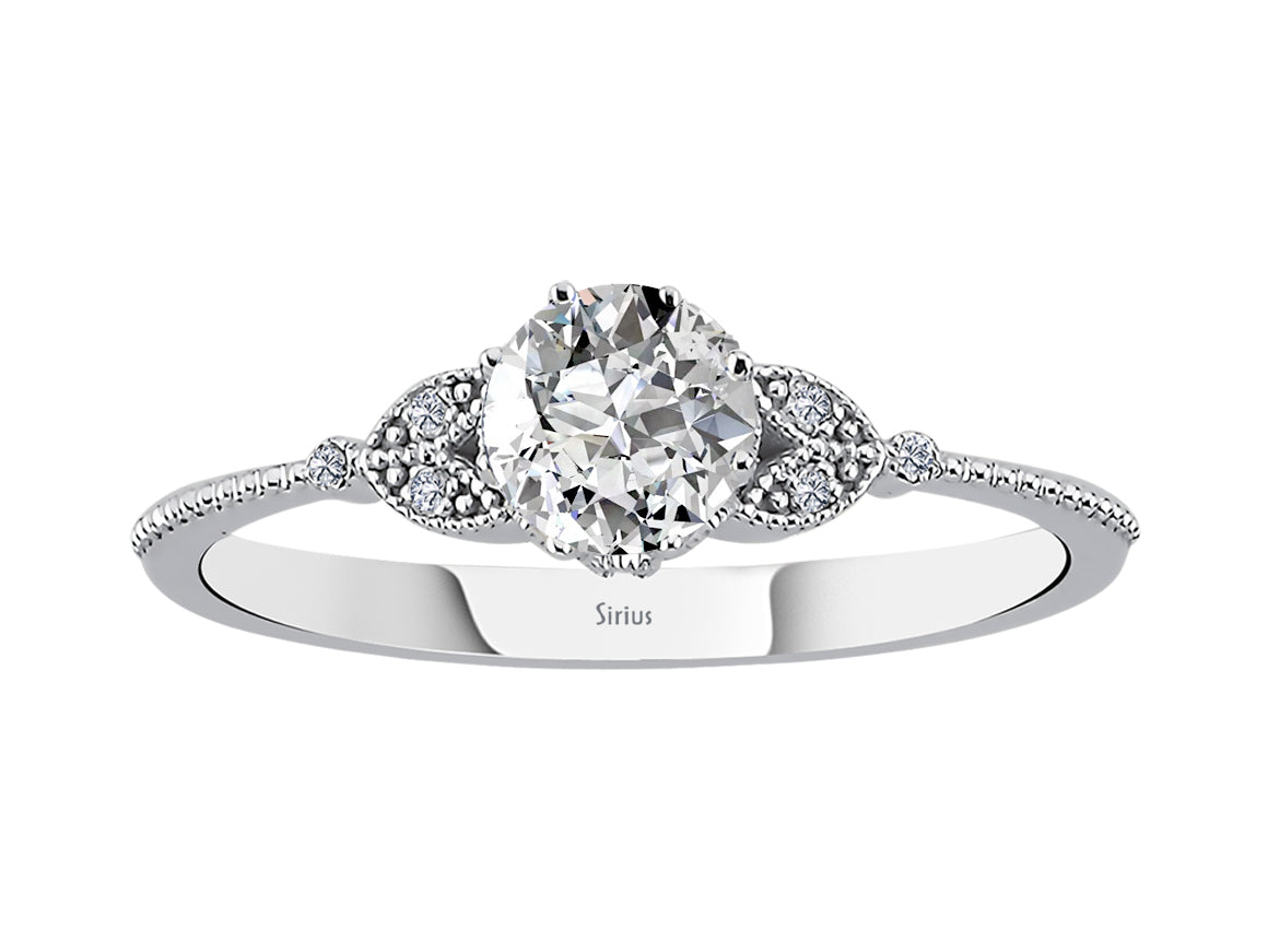 White Gold ring with 0.69 ct white topaz & lab-grown diamonds – Alhena design – high-quality Jewelry by Rosy Lab Diamonds