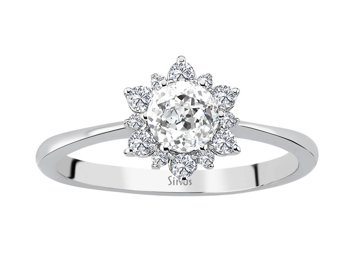 Dellara lab-grown elmaslı ve beyaz topazlı yüzük | 14 ayar altın - Rosy Lab Diamonds’tan yüksek kaliteli Mücevher