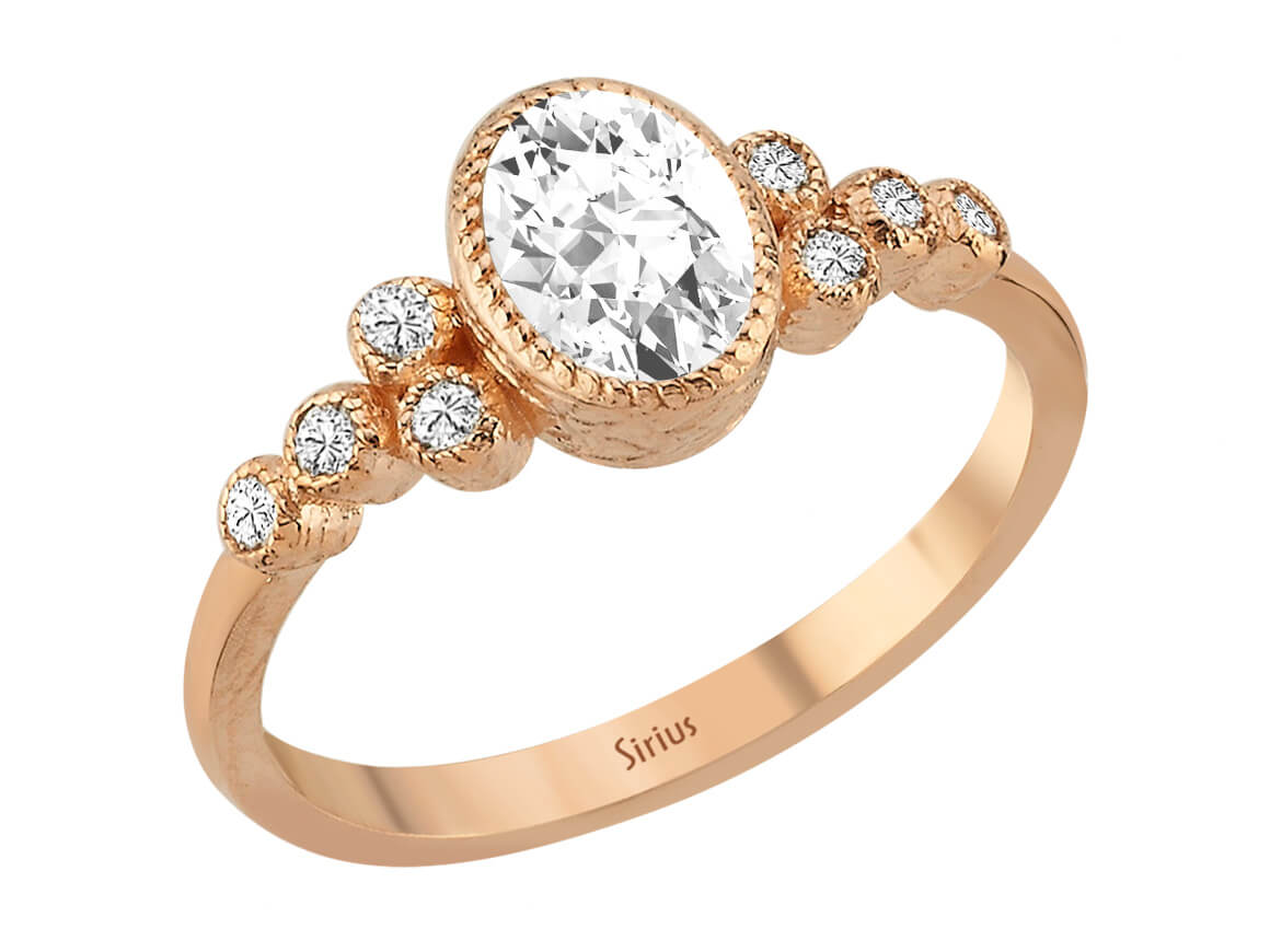 Beyaz Topaz ve laboratuvar üretimi pırlantalı Dora Yüzük | 8K Rose Altın - Rosy Lab Diamonds’tan yüksek kaliteli Mücevher