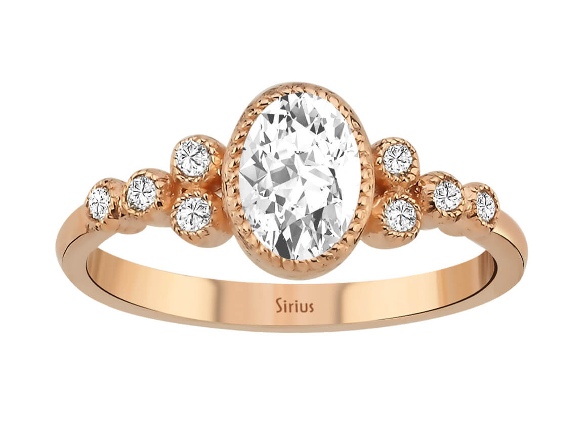 Beyaz Topaz ve laboratuvar üretimi pırlantalı Dora Yüzük | 8K Rose Altın - Rosy Lab Diamonds’tan yüksek kaliteli Mücevher