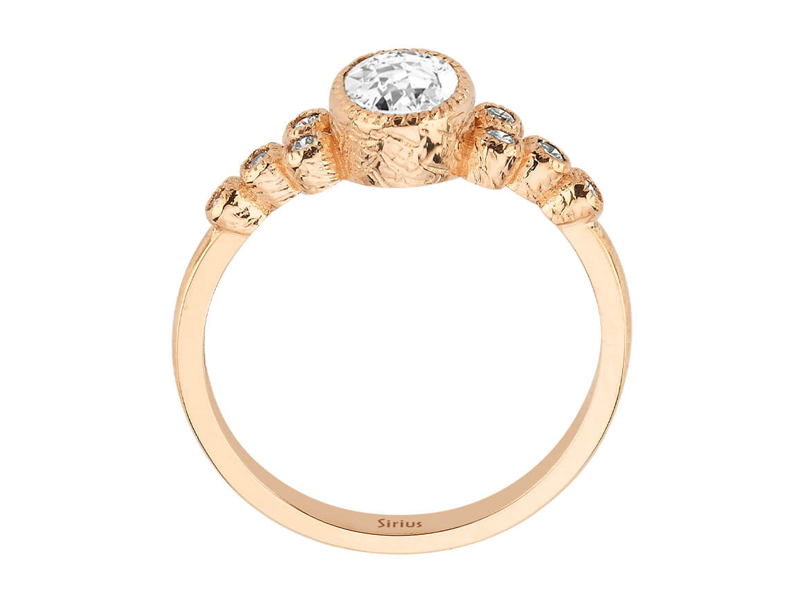 Beyaz Topaz ve laboratuvar üretimi pırlantalı Dora Yüzük | 8K Rose Altın - Rosy Lab Diamonds’tan yüksek kaliteli Mücevher