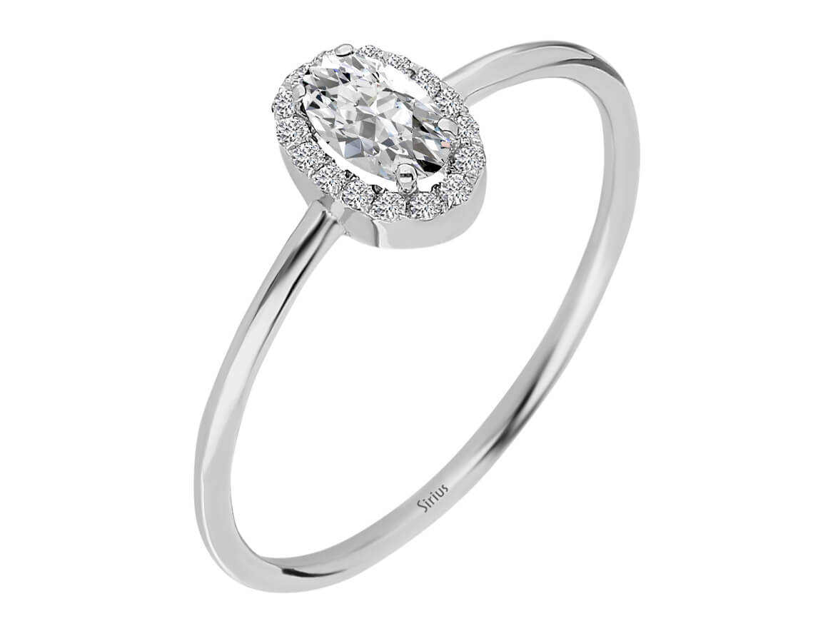 Mathilde Ring mit Weißem Topas & 16 Diamanten in 14K Weißgold - Zeitlose Eleganz - hochwertiger Schmuck von Rosy Lab Diamonds