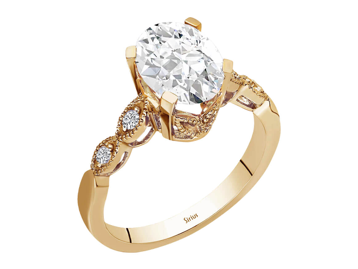 Bague ovale en topaze blanche et or jaune avec diamants | Élégance et durabilité – bijoux haut de gamme de Rosy Lab Diamonds