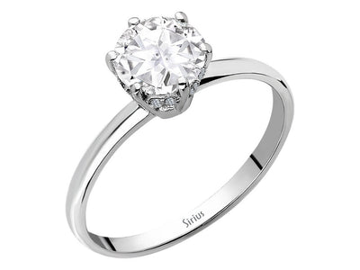 Modern ring with lab-grown diamonds and white topaz