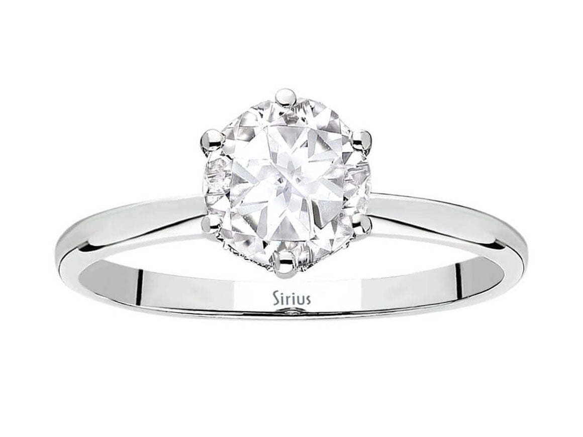 Beyaz Topaz ve laboratuvarda yetiştirilmiş elmaslarla modern yüzük | 14K Beyaz Altın - Rosy Lab Diamonds'tan yüksek kaliteli Mücevher