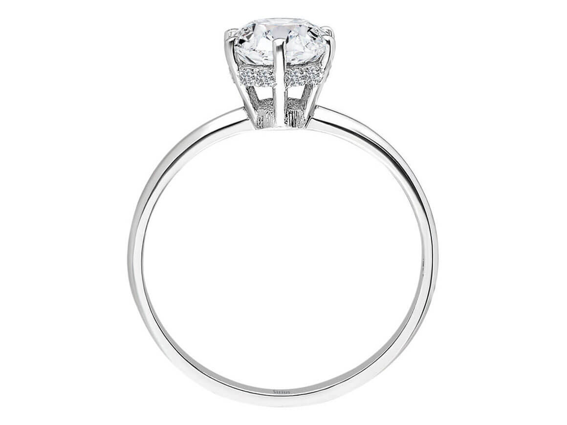 Beyaz Topaz ve laboratuvarda yetiştirilmiş elmaslarla modern yüzük | 14K Beyaz Altın - Rosy Lab Diamonds'tan yüksek kaliteli Mücevher