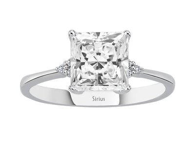 Weißgoldring mit Prinzessschliff-Topas und Diamanten – Prenses Design